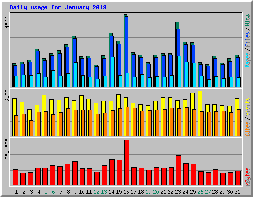 Daily usage for January 2019