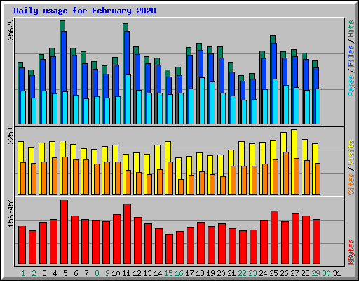 Daily usage for February 2020