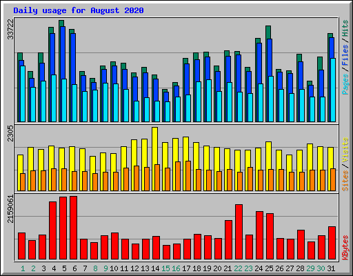 Daily usage for August 2020