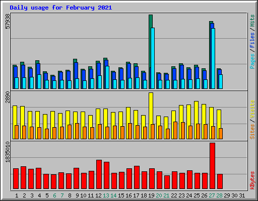 Daily usage for February 2021