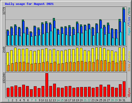Daily usage for August 2021