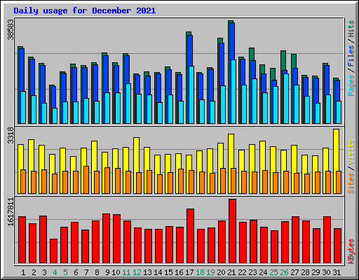 Daily usage for December 2021