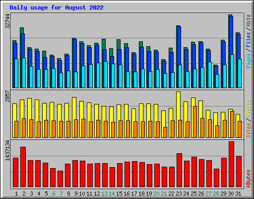 Daily usage for August 2022