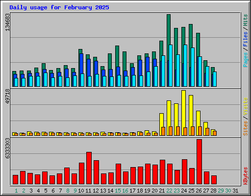 Daily usage for February 2025