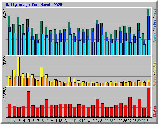 Daily usage for March 2025