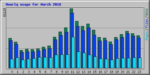 Hourly usage for March 2018
